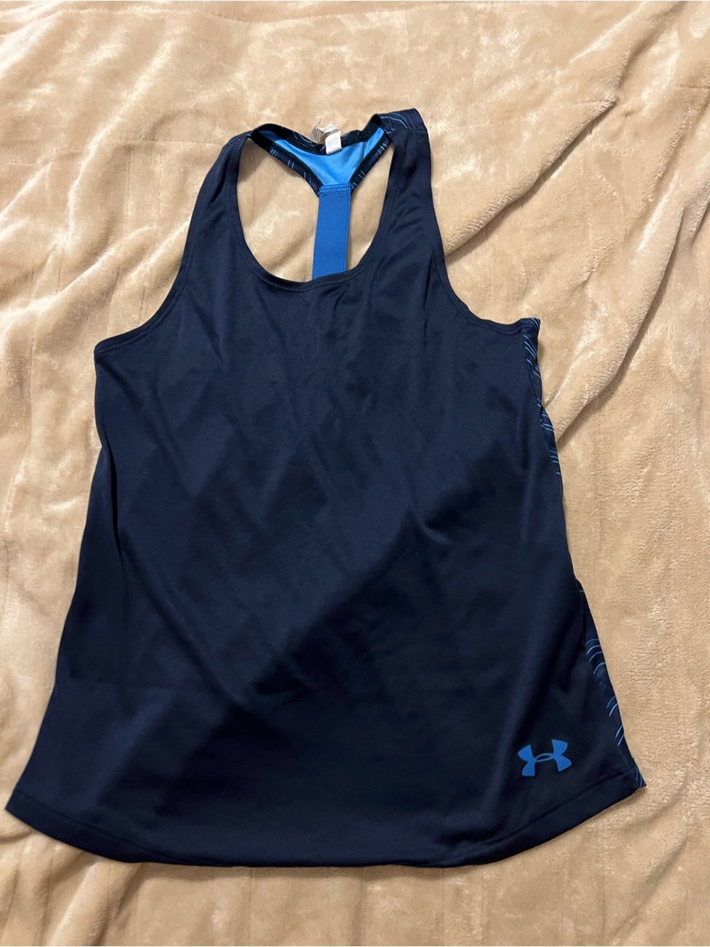 Under Armour Girls Navy Blue Racerback Tank Top Youth Medium